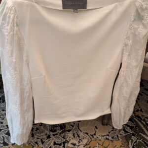 Anthropologie Cream Lace Sleeve Blouse